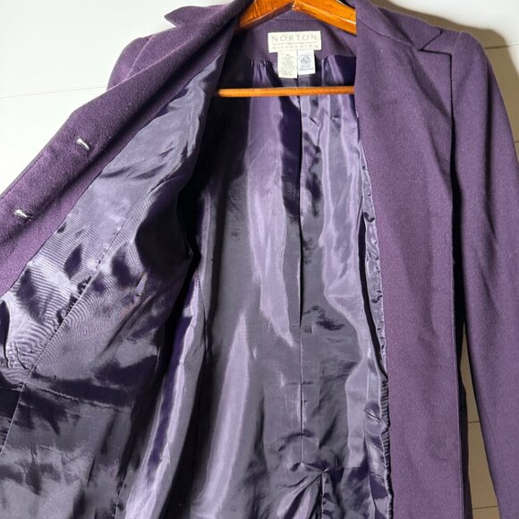 Norton McNaughton Plum Purple 2 Piece Suit 100% Pure New Wool Sz 10 Fully Lined - Picture 3 of 10